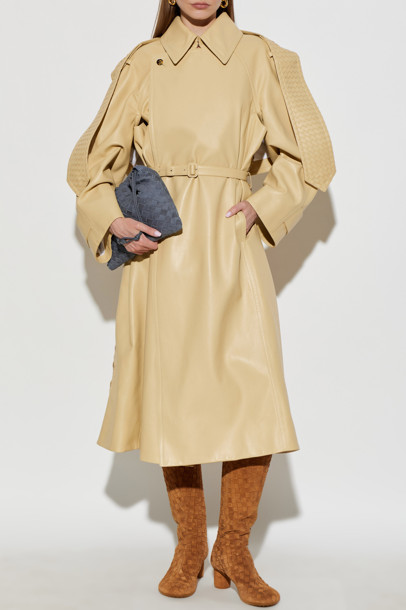 Bottega Veneta Leather Trench Coat Yellow Bottega Veneta Unveils